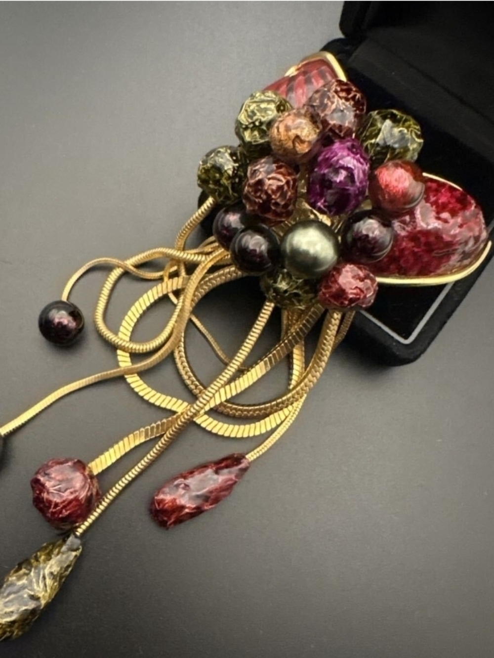 Louis Vuitton Multicolor Cluster Pendant with Gold Tassels